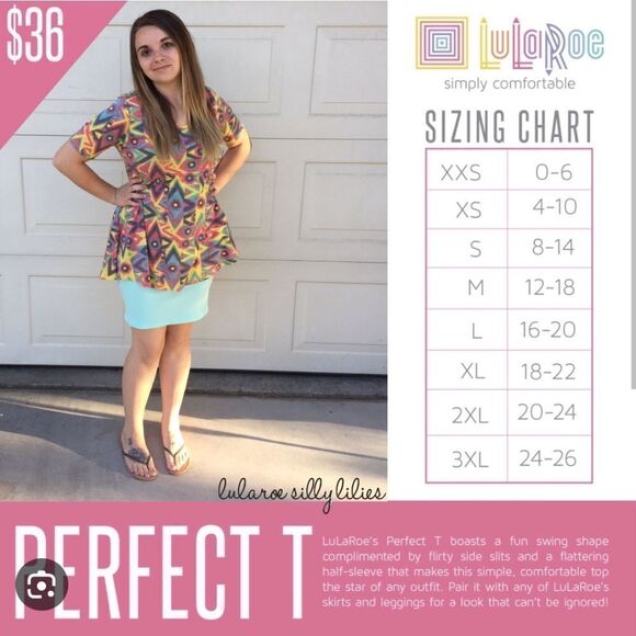 LuLaRoe Perfect T XS 4/6/8/10 Knit Tee Blue Neon Tribal Print Shirt Swing Top - Picture 5 of 10